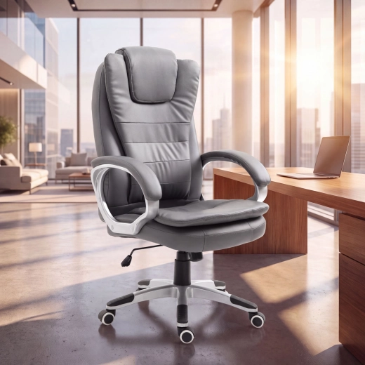 Ergonomic office chair with high backrest, gray