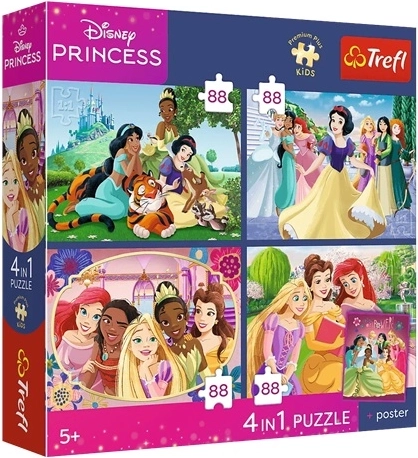 Trefl Disney Princess slagalica 4u1 Romantične princeze 4×88 dijelova