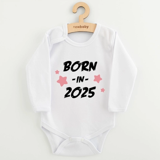 Dječji bodi s printom New Baby Born in 2025, ružičasti, vel. 56 (0–3 mjeseca)