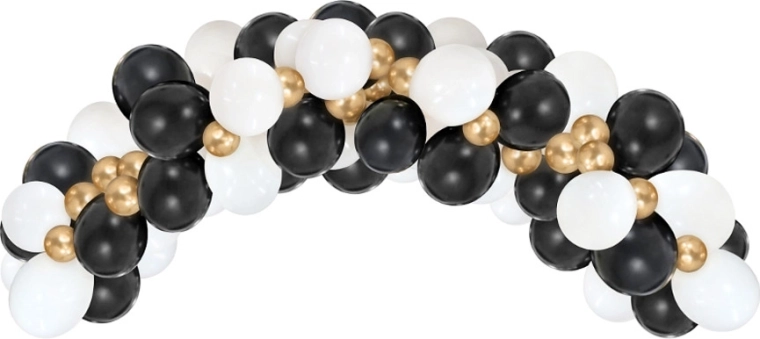 Beauty&Charm White-Gold-Black Balloon Garland