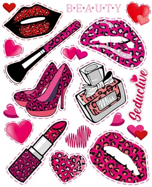 Veliki list dječjih naljepnica za peglanje ružičaste boje