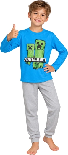 Dječja pidžama Minecraft plavo-siva
