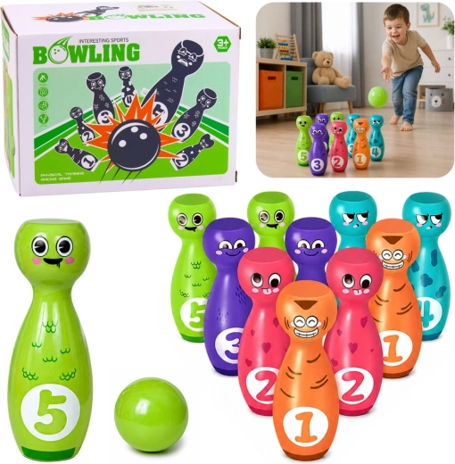 Dječji čunjevi s licima – edukativni set 10 čunjeva i 2 kugle