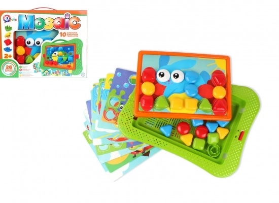 Mozaik čepić 3,5 cm za najmanje (glatki) 26 kom + šablone 10 kom u kutiji 37×29×5 cm 24 mj+