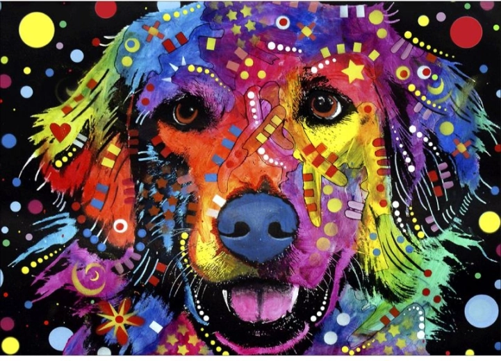 Diamond embroidery (diamond painting) – abstract dog 40 × 30 cm - 1 piece