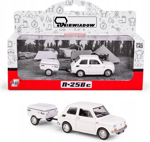 Fiat 126p s prikolicom Niewiadów N250C – bijeli model