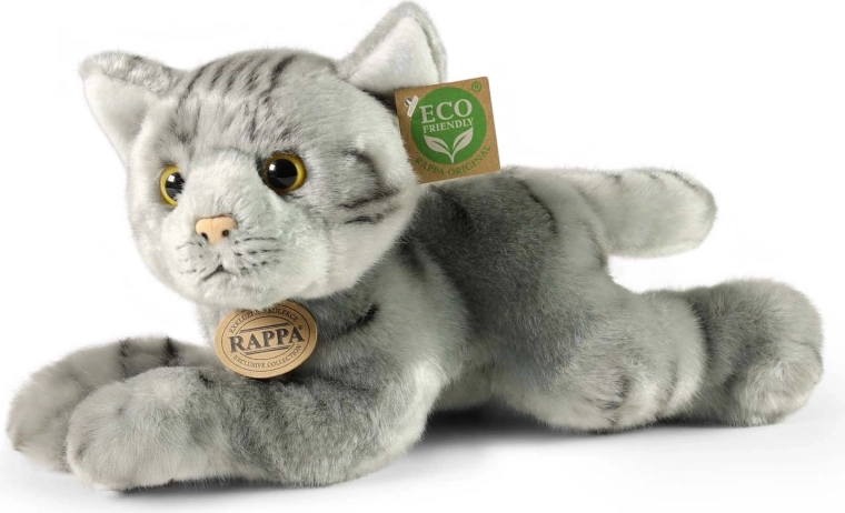 Rappa plišana mačka, siva, ležeća, 30 cm, Eco-Friendly