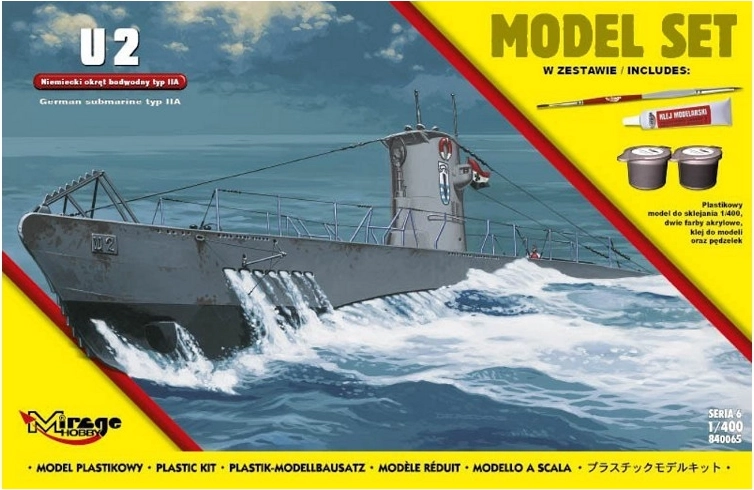 Model podmornice U-boot tipa IIA U2 u mjerilu 1:400 – komplet za sastavljanje