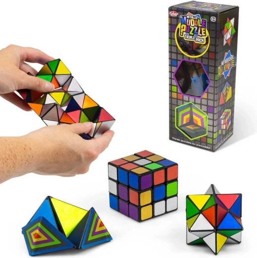 Set zagonetki 3 u 1 – kocka 3x3, zvjezdano beskonačno i šesterokutni puzzle