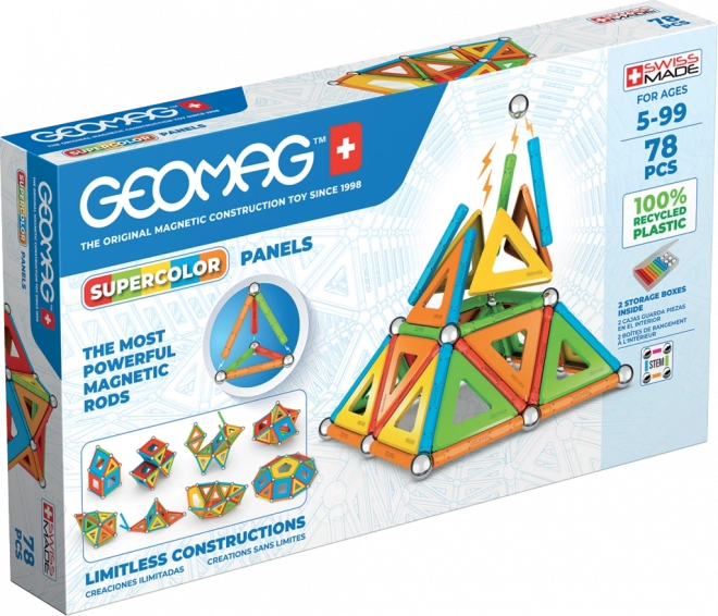 Geomag Supercolor Panels reciklirane magnetske građevne kocke 78 dijelova