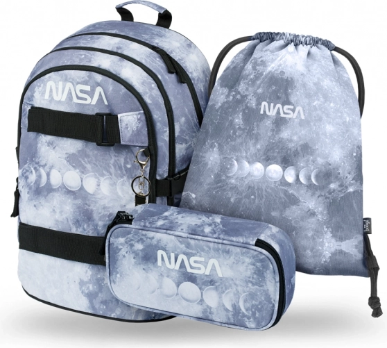 Baagl školski set NASA Grey – ruksak, pernica i vrećica