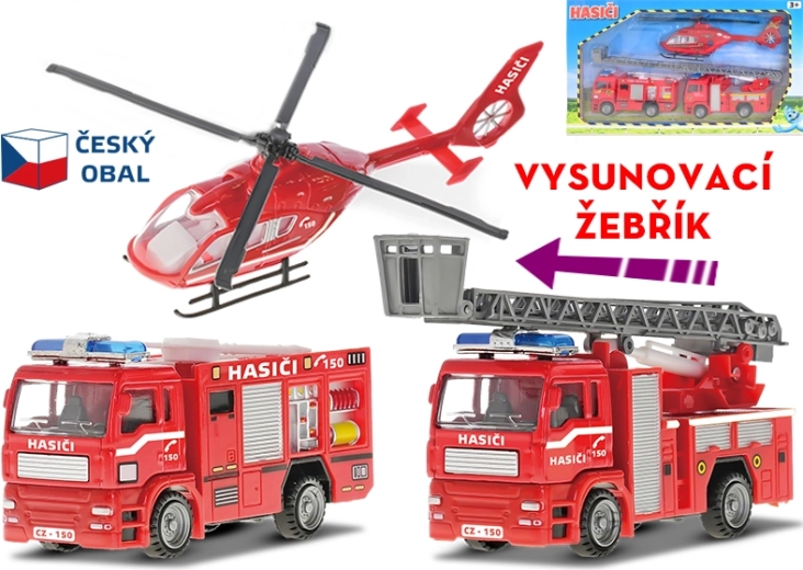 Kovinski set vatrogasnih autića CZ (3 kom, 12–18 cm)