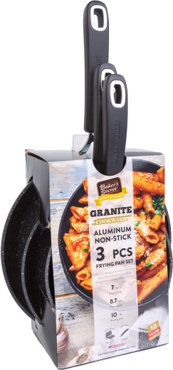 Baker's Secret 3-Piece Frying Pan Set, 18, 22 and 26 cm