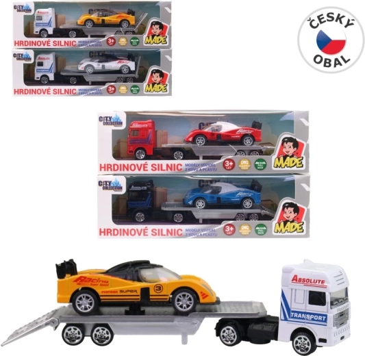Transporter automobila s trkaćim automobilom 18 cm