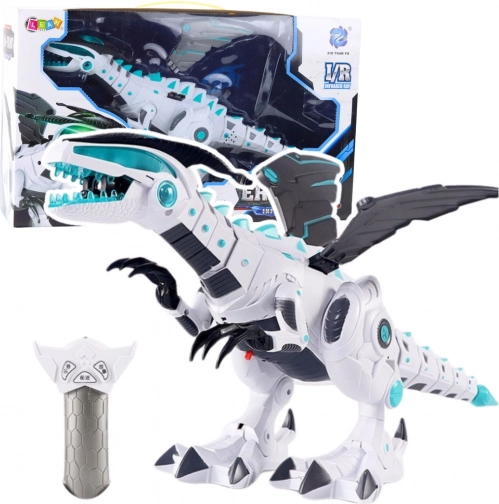 RC robotski dinosaur na daljinsko upravljanje sa svjetlima i zvukovima – bijeli