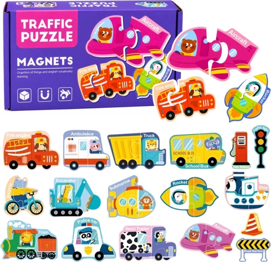 Magnetne puzzle prometna sredstva – set od 30 dijelova