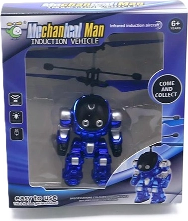 Leteća figurica futurističkog robota u zlatnoj boji