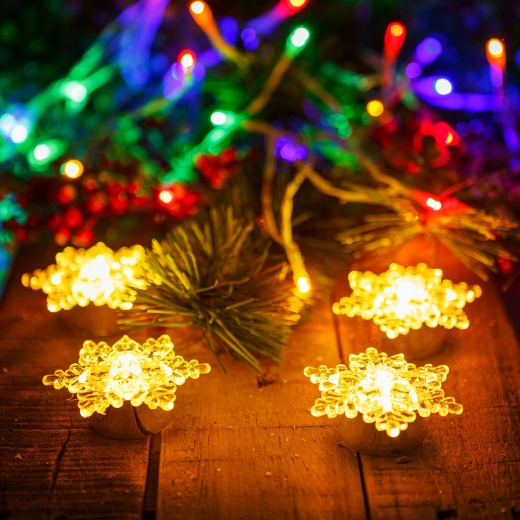 Battery-powered LED ice crystal decoration, 4 pcs