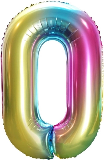 Foli balon broj 0 u duginim bojama 85 cm