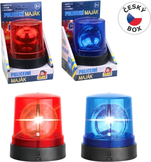 Plastic blue-red beacon toy, battery-powered