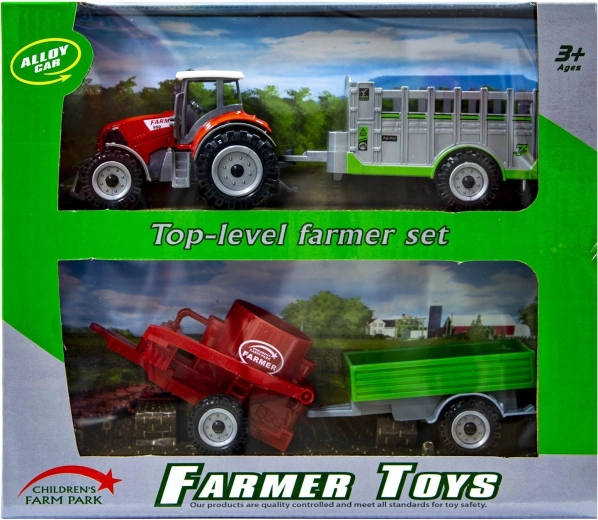 Traktor s izmjenjivim prikolicama crveni - 1 komad