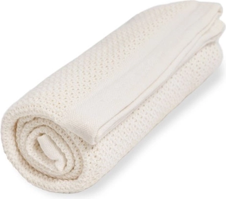Vinter & Bloom deka od organskog pamuka Soft Grid Pearl White