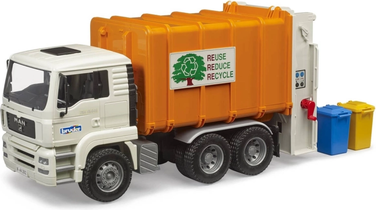 Bruder MAN TGA garbage truck with wheelie bins 1:16