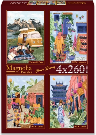 Magnolia puzzle Torres del Paine, Maroko, Gana i Kina 4 × 260 dijelova