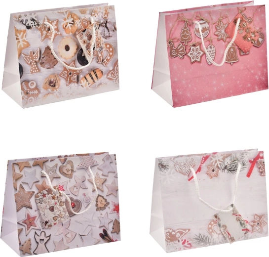 Poklon vrećica s božićnim motivom slatkiša 23 × 10 × 18 cm, mix 4 motiva