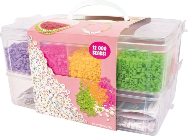 PLAYBOX fuse beads in a plastic case with pegboards and templates, 12,000 pieces
