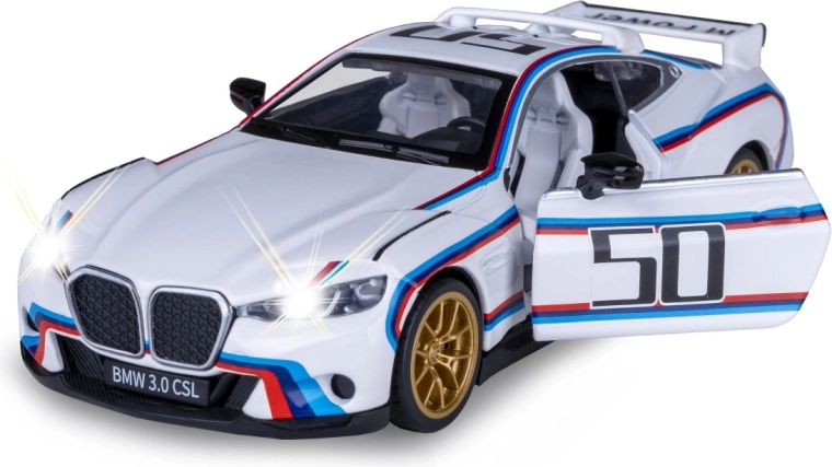 Metal BMW 3.0 CSL model in 1:34 scale with effects