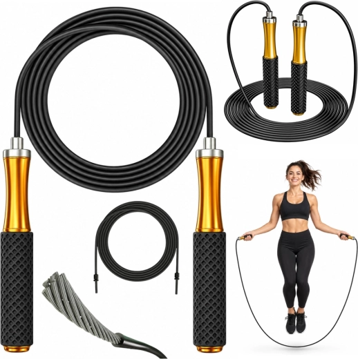 Training jump rope 3 m with metal handles and bearings, adjustable - 1 piece