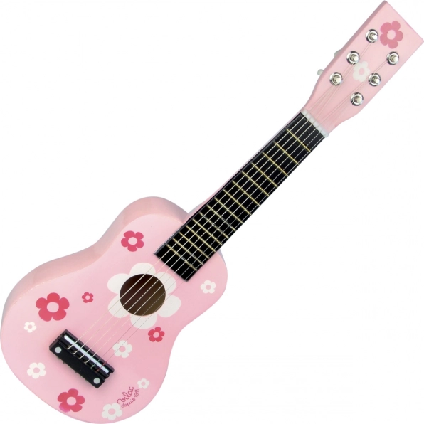 Ružičasta drvena gitara s cvjetovima