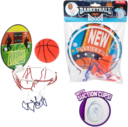 Mini basketball hoop with suction cups and ball