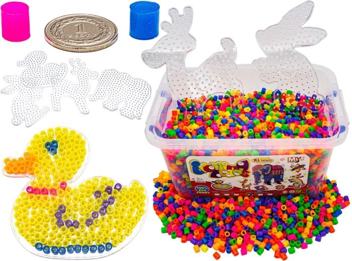 XXL set perlica za peglanje u fluorescentnim bojama 6000 kom u koferčiću (oštećena ambalaža)
