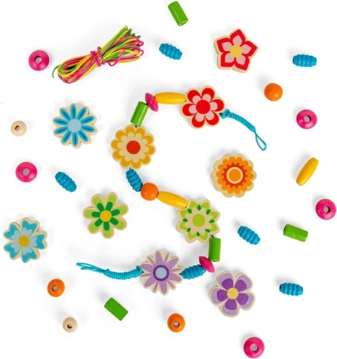 Bigjigs Toys set drvenih perlica Ljetno cvijeće