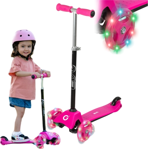 EVO Light Up Mini Cruiser dječji romobil s tri kotača, ružičasti, sa svjetlećim kotačićima
