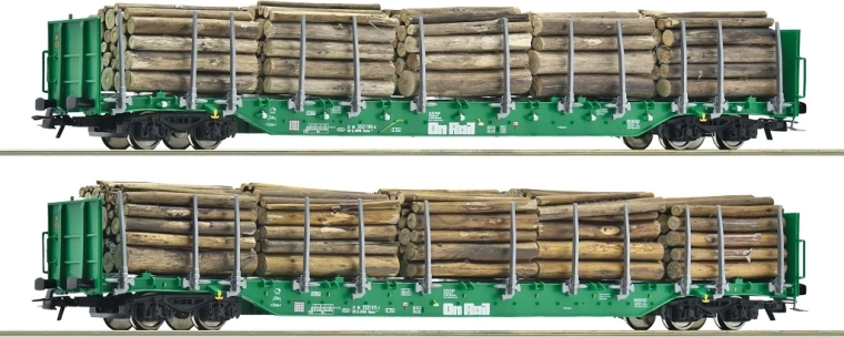 Roco set of Rnoos stake wagons with log load OnRail - 2 pcs