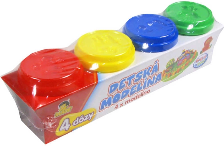 Children's modeling clay in cups, 4 basic colors - 4 pcs