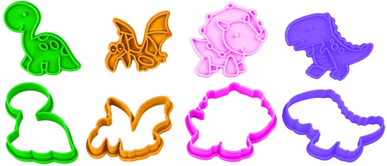 Molds and stamps for dinosaur motifs