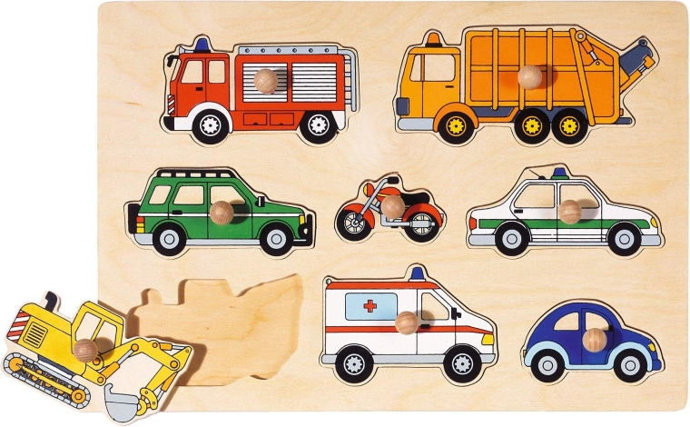 Wooden lift-out puzzle – vehicles