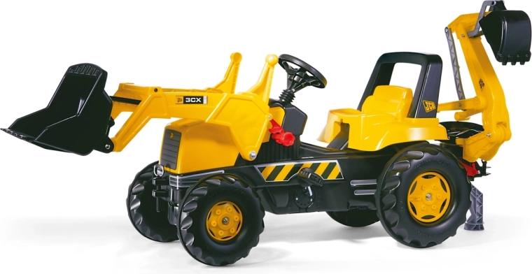 Rolly Toys pedal tractor Rolly Junior JCB with front loader bucket and rear excavator arm
