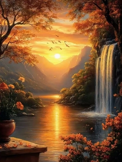 Norimpex diamond painting waterfall at sunset 30 × 40 cm