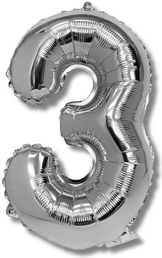 Foli balon broj 3 srebrni 40 cm