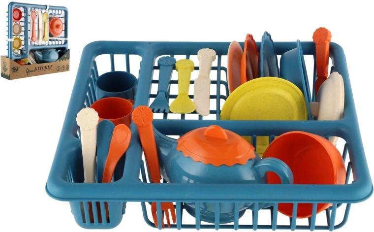 Kids’ dish set with drainer – plastic play set