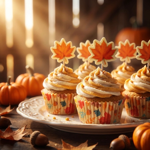 Set of paper muffin cups with decorative picks 24 + 24 pcs