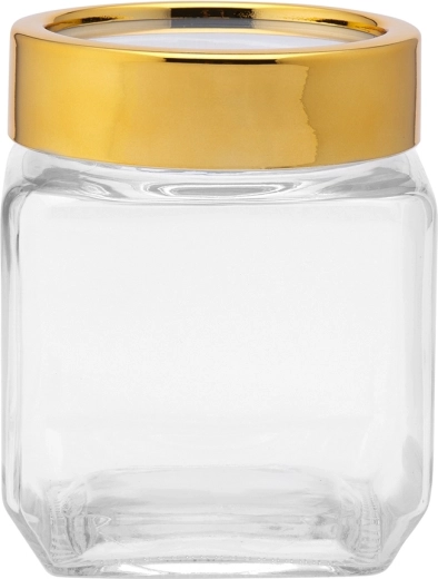 Altom Design četvrtasta staklena posuda sa zlatnim poklopcem 500 ml