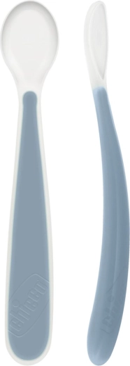 Chicco Soft silicone spoon blue 2 pcs, 6m+