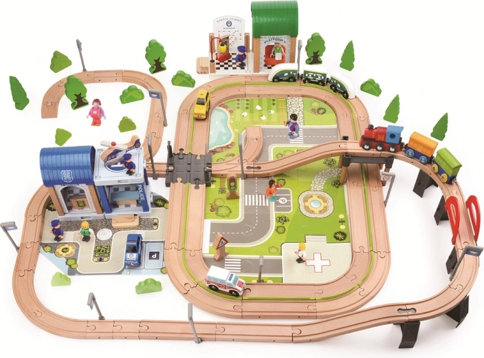 2Kids Toys drvena željeznička pruga Grad i selo 200 dijelova