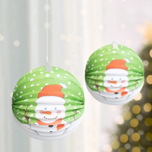 Christmas paper lantern with snowman, 25 cm